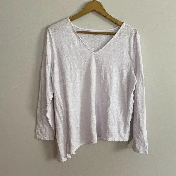 Garnet Hill White Linen Asymmetrical Hem Top - Picture 6 of 9